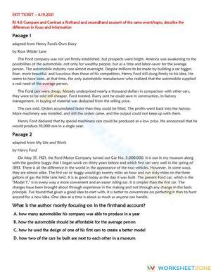 RI 4.6 Exit Ticket: Firsthand & Secondhand Accounts | Ready