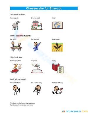 Printable Cheesecake for Shavuot ELA Worksheet | Grade 1