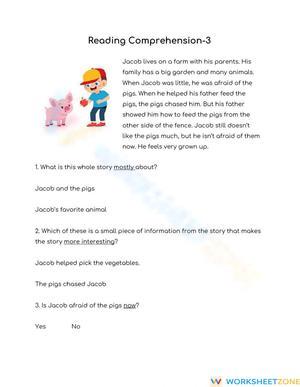 Grade 1 Main Idea Worksheet — Printable No-Prep Story