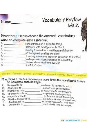 Ida B vocabulary