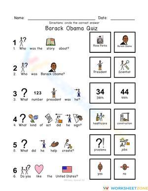 Grade K Barack Obama — Printable No-Prep Worksheet