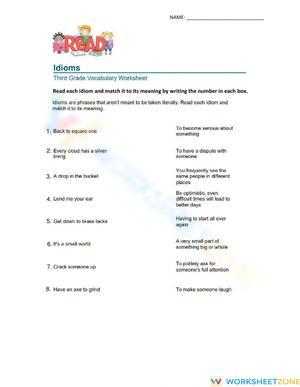 Essential Idioms Matching Worksheet | Grade 4 ELA Ready