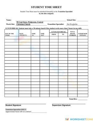 Student Time Sheets Week -8