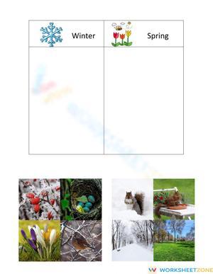 Grade K-1 Winter vs Spring — Printable No-Prep Worksheet