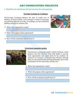 Community Projects Reading Comprehension