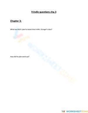 Grade 5 Frindle Chapter 3 — Printable No-Prep Worksheet