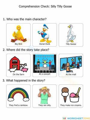 Silly Tilly Goose Comprehension | Essential ELA Worksheet