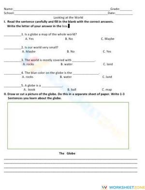 Looking at the World: Essential Grade 1 Reading Worksheet