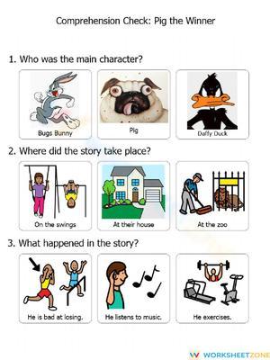 Essential Pig the Winner Comprehension Check | Grades K-3