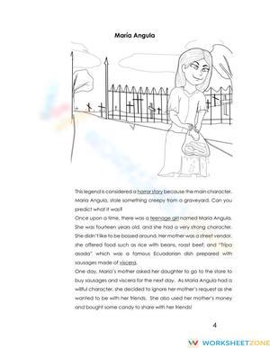 Essential Maria Angula Legend Worksheet | Grade 7 ELA