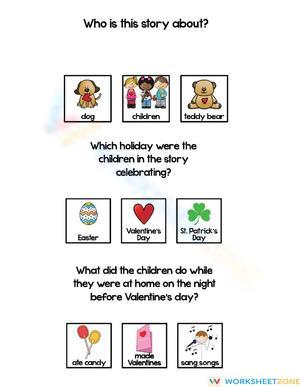 Printable Night Before Valentine's Day Worksheet | Grade 1