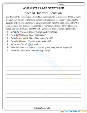 Essential When Stars Are Scattered Discussion Worksheet