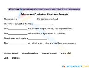 Subjects and Predicate: simple and compound