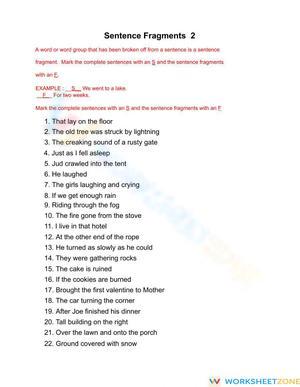 Sentence Fragments 2
