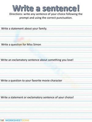 Grade 2 Sentences — Printable No-Prep Worksheet
