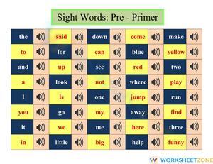 Grade K Sight Words — Printable No-Prep Worksheet