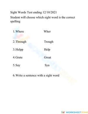 Grade 1 Sight Words — Printable No-Prep Worksheet
