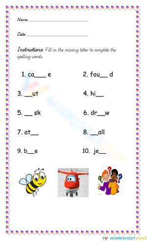 Grade 1 Spelling — Printable No-Prep Worksheet
