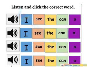 Sight words I, can, see, a