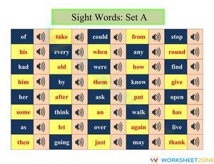 Sight Words: Set A