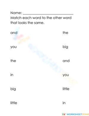 Word to word matching: 1