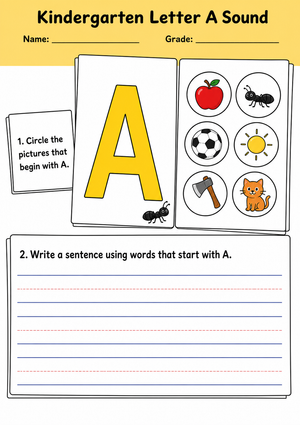Kindergarten Letter A Sound — Printable No-Prep Worksheet