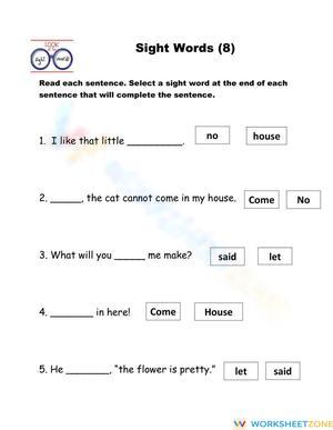 Grade 1 Sight Words — Printable No-Prep Worksheet