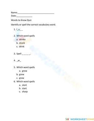 Grade 1 Spelling — Printable No-Prep Worksheet