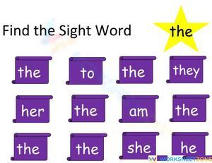 Grade K Sight Words — Printable No-Prep Worksheet