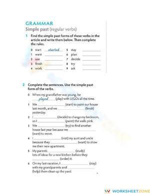 Grade 5 Simple Past Tense — Printable No-Prep Worksheet