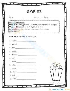 Printable Plural Nouns Worksheet | Grade 3 ELA