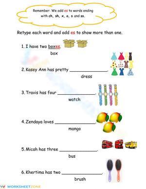 Plurals: Adding es 1