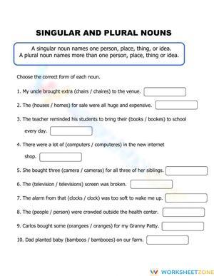 Singular and Plural Nouns 1