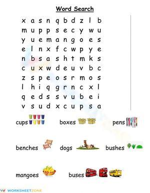 Plurals Word Search