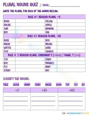 Grade 1 Plural Nouns — Printable No-Prep Worksheet