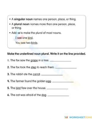 Printable Plural Nouns Worksheet | Grade 2 ELA