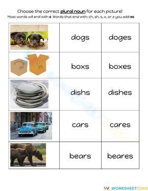 Printable Plural Nouns Worksheet | Grade 1 ELA