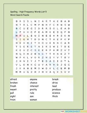 Grade 4 High-Frequency Words — Printable No-Prep Worksheet