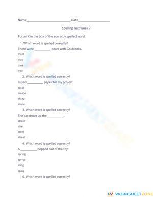 Printable L.3.2 Worksheet: Spelling Test — Grade 3 Aligned