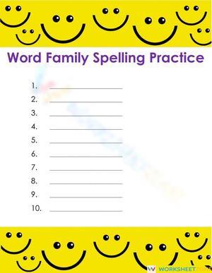 Word Family Spelling Practice