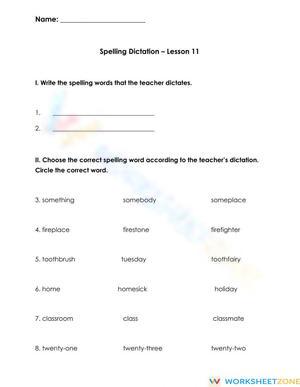 Spelling Dictation Lesson11