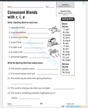 Grade 2 Consonant Blends — Printable No-Prep Worksheet
