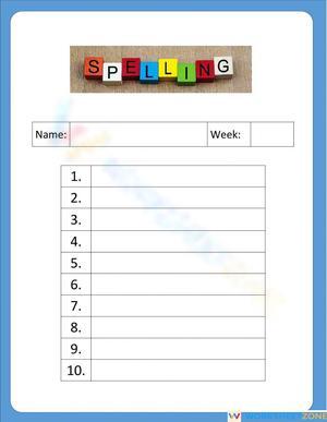 Grade 3 Spelling — Printable No-Prep Worksheet