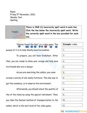 Printable Spelling Test Worksheet | Grade 4 ELA