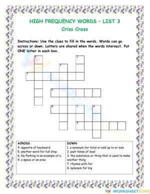 Grade 5 Vocabulary — Printable No-Prep Criss Cross Puzzle