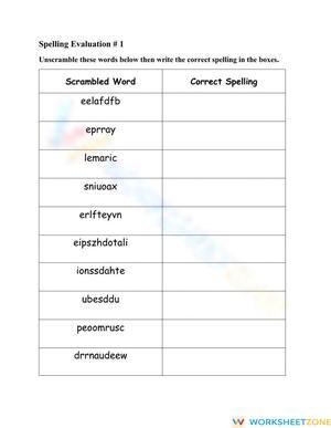 Grade 5 Spelling — Printable No-Prep Worksheet