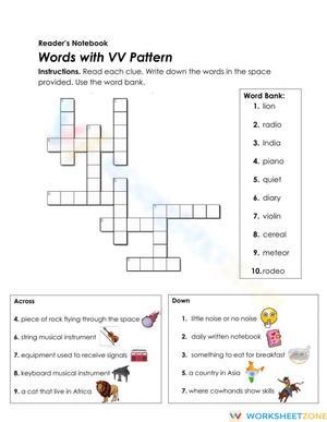 Grade 4 Spelling: VV Words — Printable No-Prep Worksheet