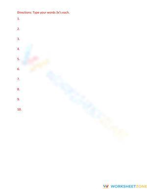 Spelling homework 10 words