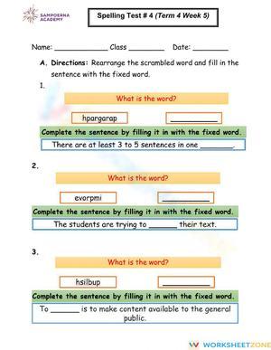 Grade 2 Spelling Test | Term 4 Essential Practice