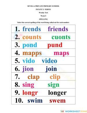 L.2.2 Worksheet: Weekly Test 5 — Grade 2 Aligned